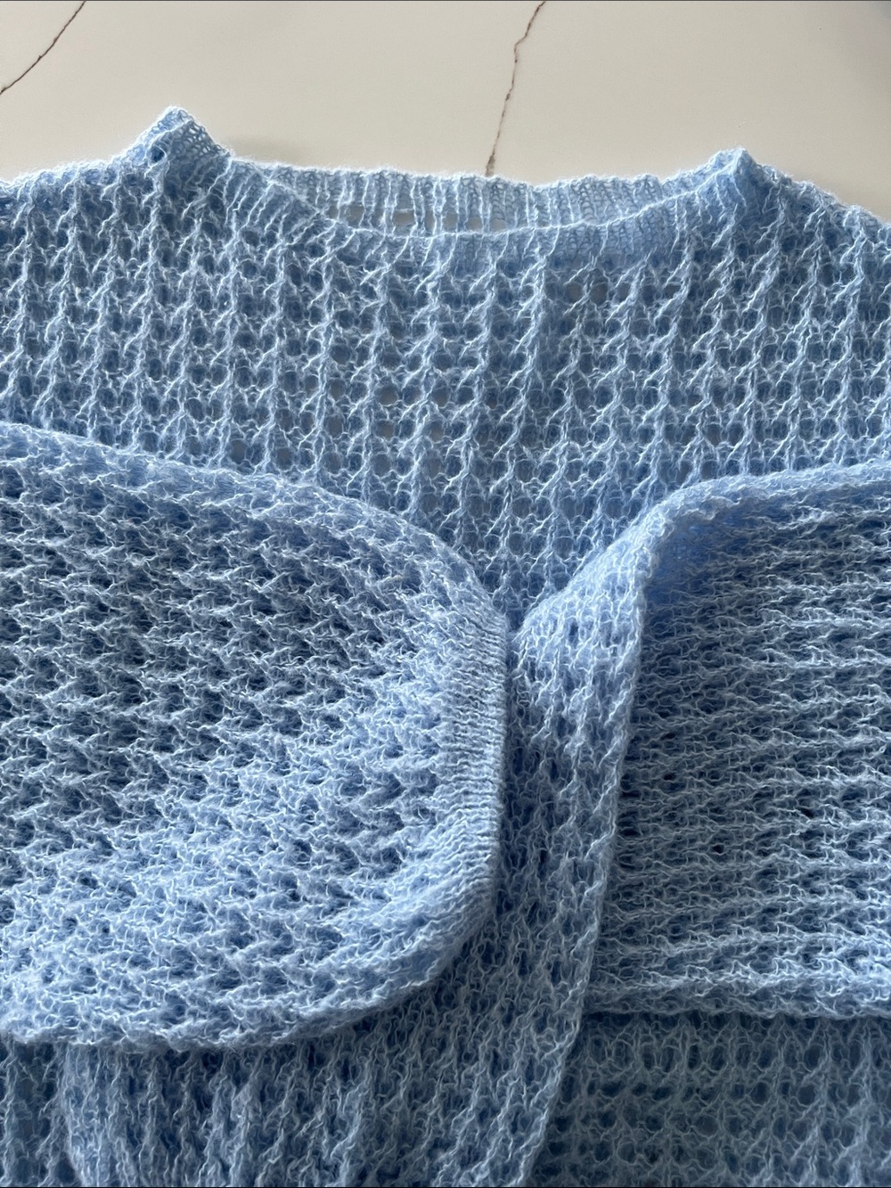 Light Light BLUE Lace Knit Mohair Sweater